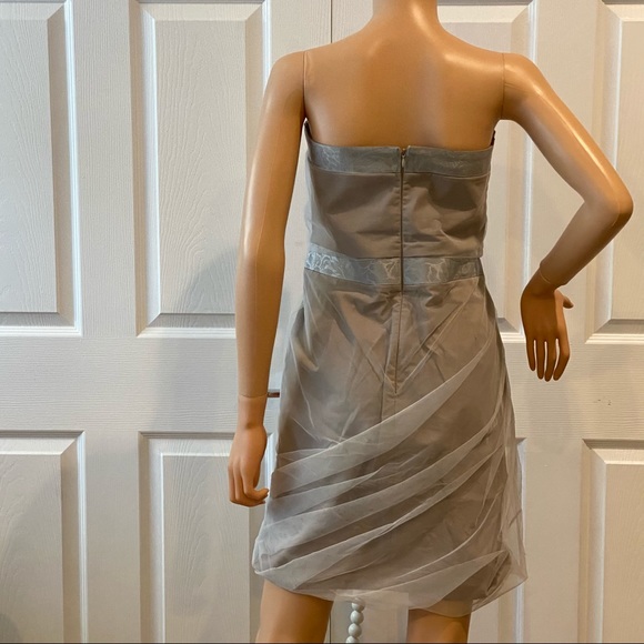EMPORIO ARMANI SZ 10 STRAPLESS GREY DRESS W TULLE - Picture 6 of 12
